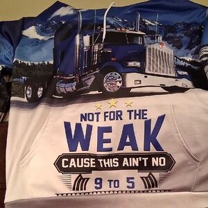 Mens Stylish Trucker Hoodie with Truck Design - Blue